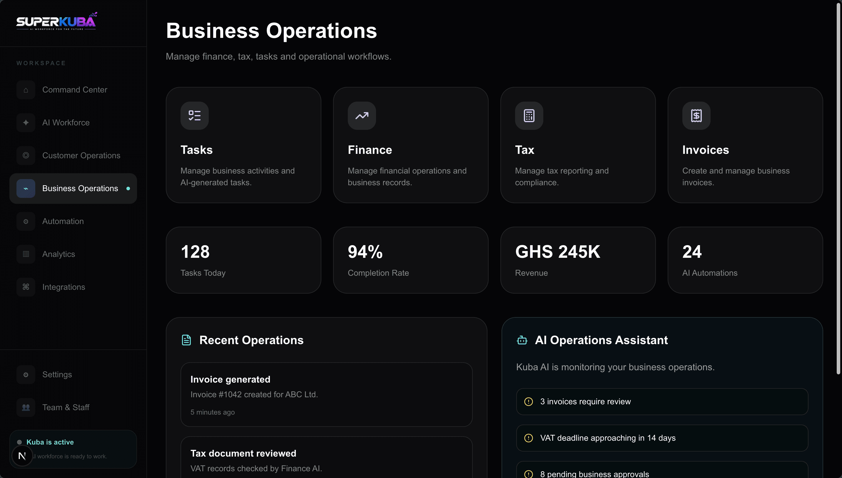 SuperKuba intelligent business operations hub